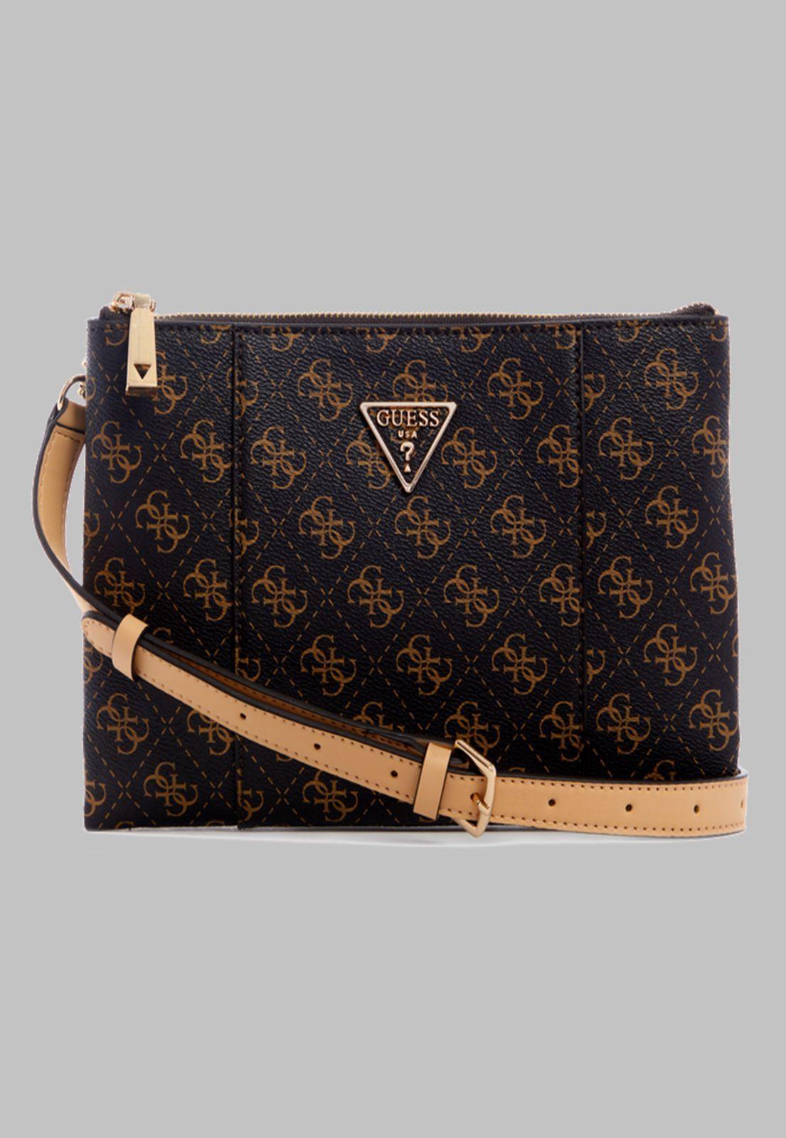 Mini Cartera Guess Noelle Dbl Zip Crossbody Bnl Café-0