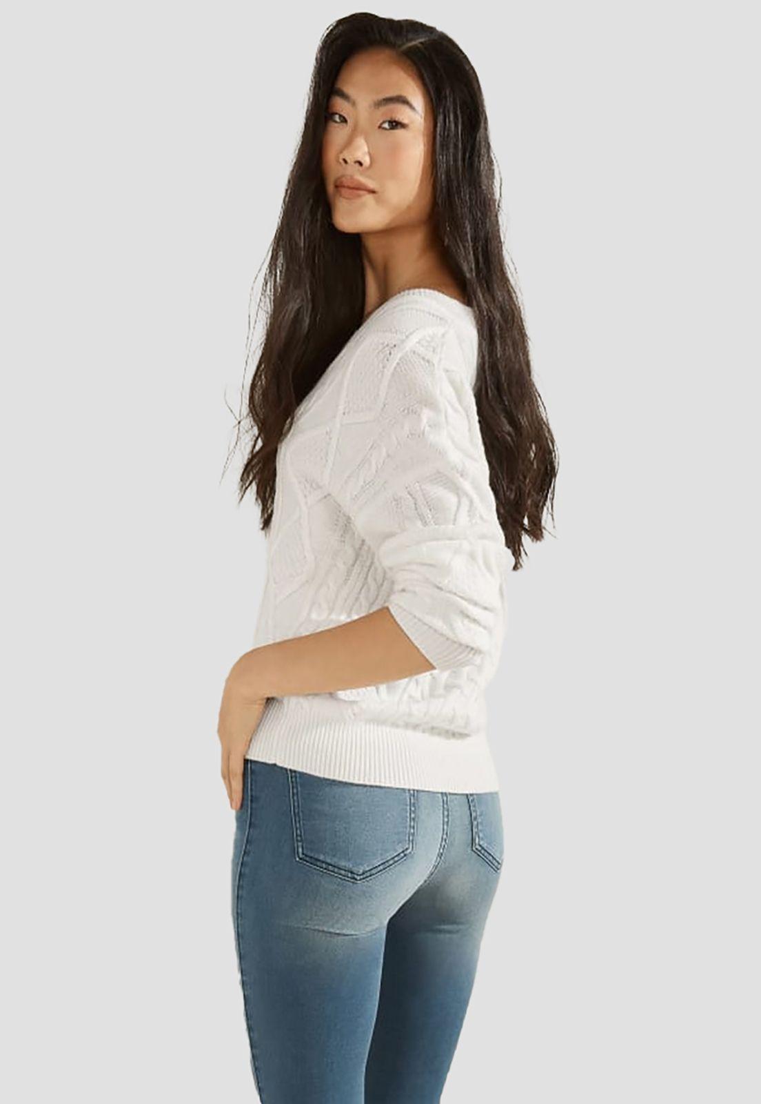 Tejido Guess Ls Sweaters G012 Blanco-2