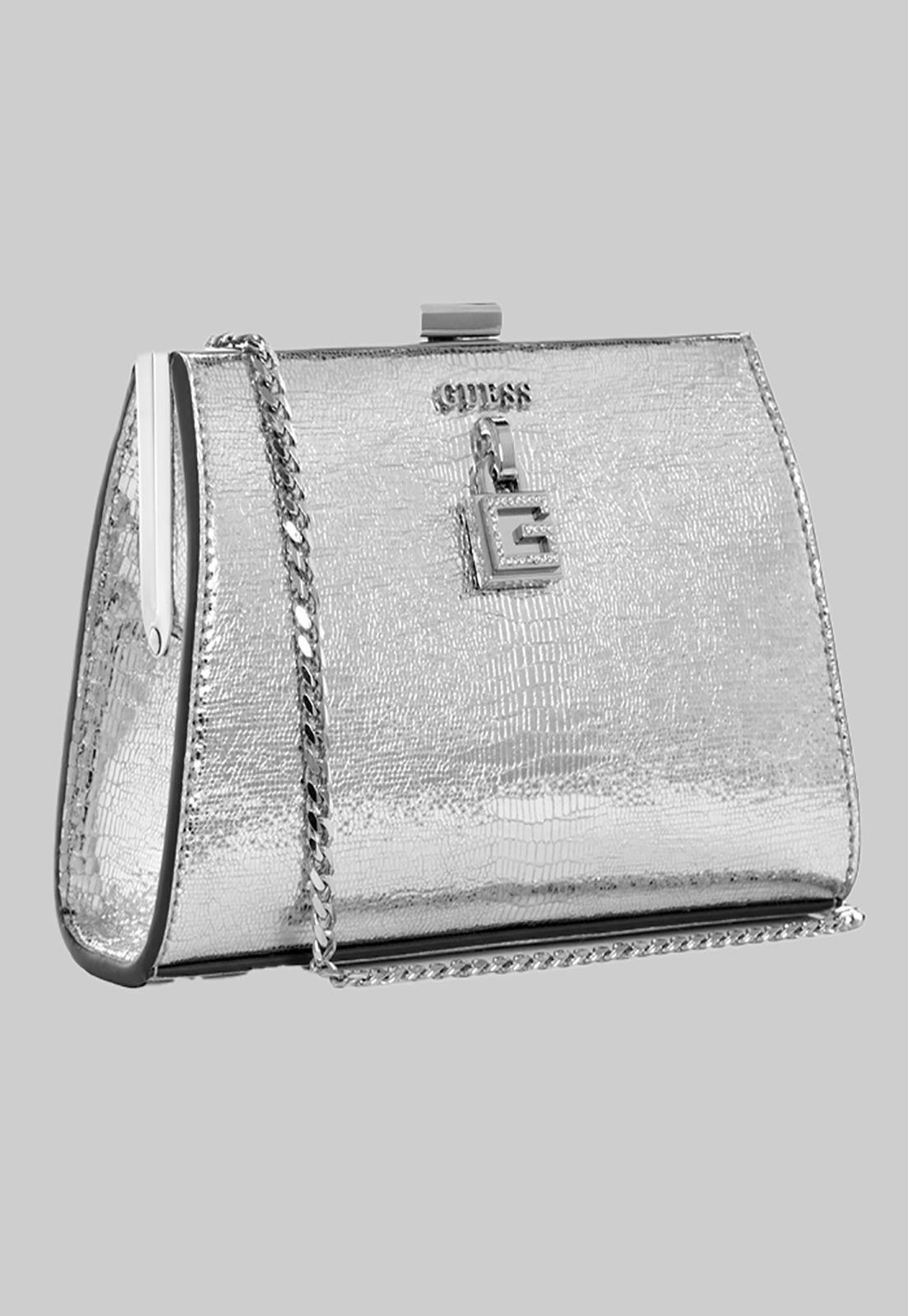 Cartera Night Fall Crossbody Clutch Plateado Guess-1