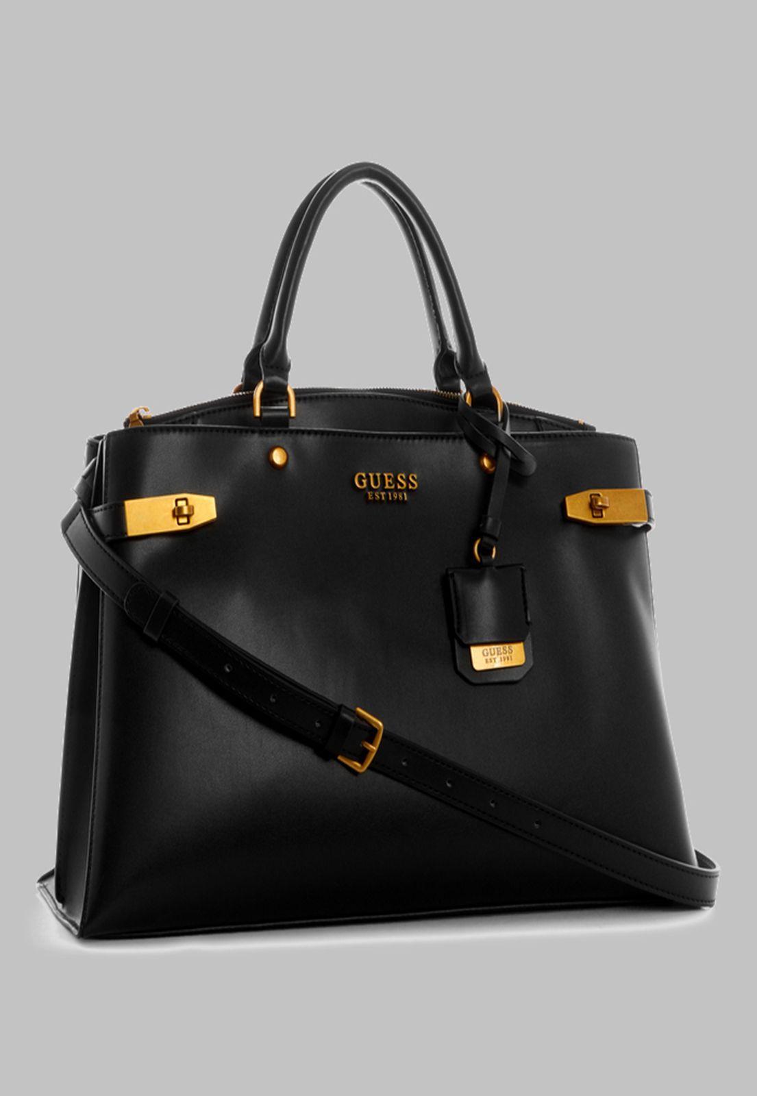 Cartera Guess Zadie Large Girlfriend Satchel Bla Negro-1