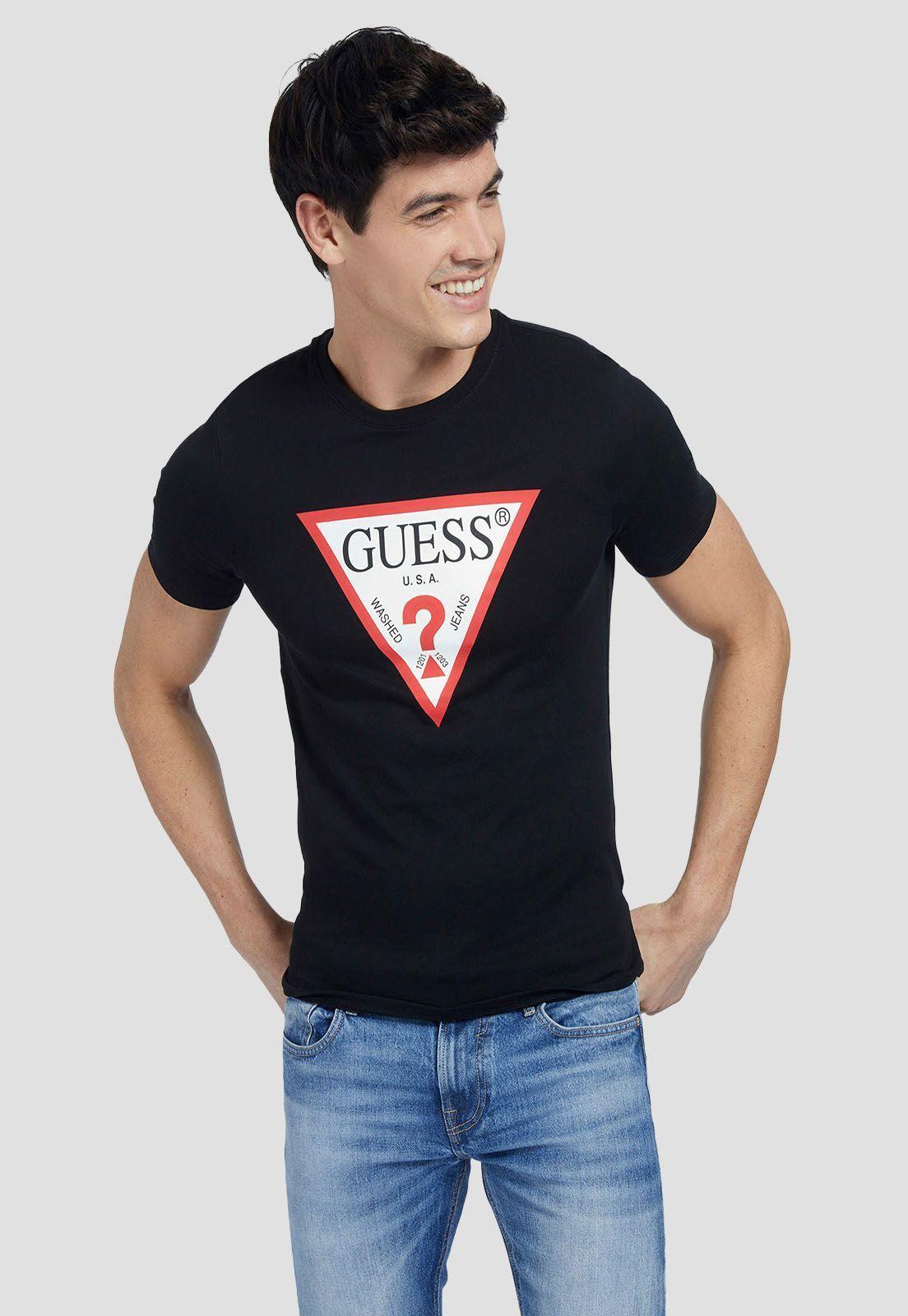 Polera Guess Cn Ss Original Logo Tee Jblk-0