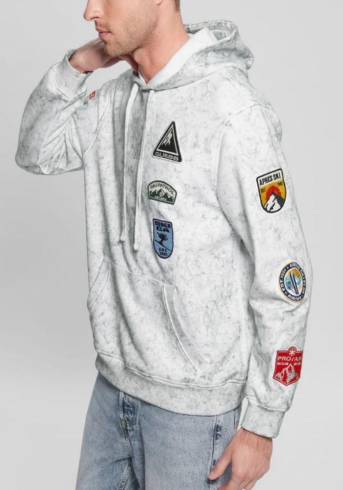 Polerón Guess Heavy Finch Washd Patches Hoodie F0E1 Gris-2