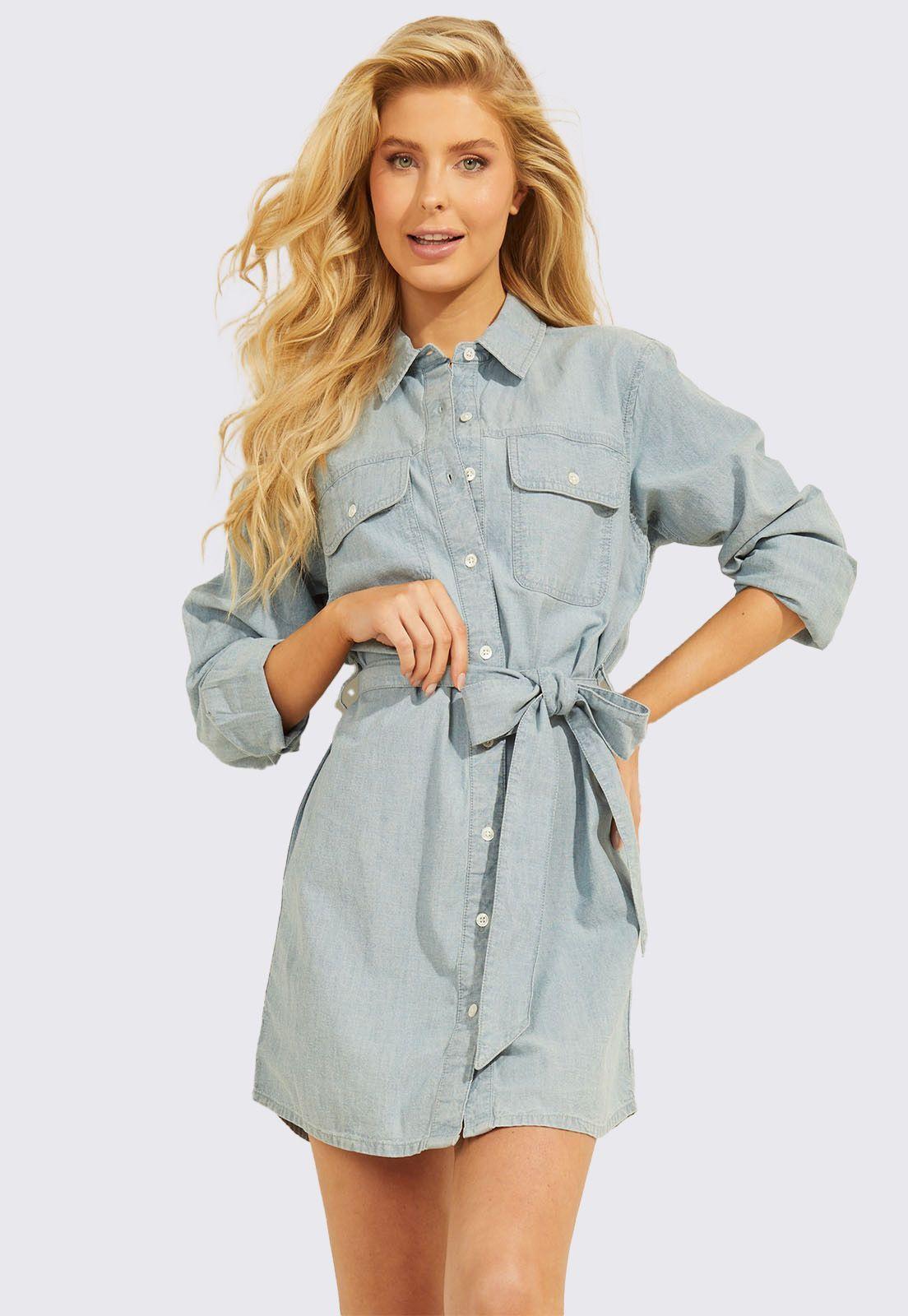 Vestido Guess Ls Tiana Oversized Denim Dress-0