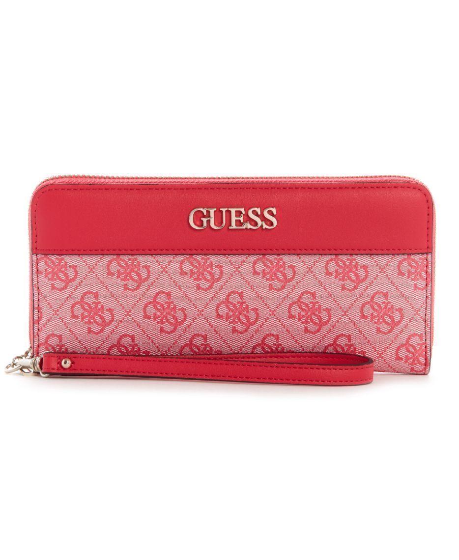Billetera Guess Sosie Slg Large Zip Around Pin Rosado Tu-0