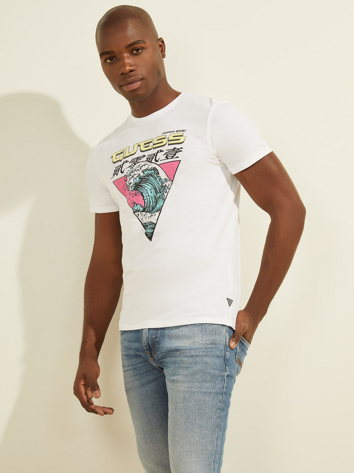 Polera Guess Ss Bsc Waves Logo Tee G011 Blanco-2