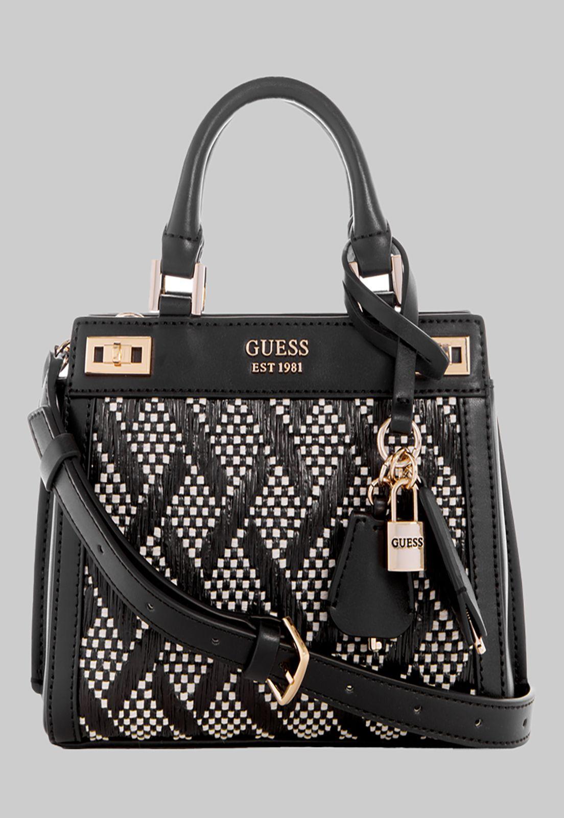 Mini Cartera Guess Katey Mini Satchel Bla Negro-0