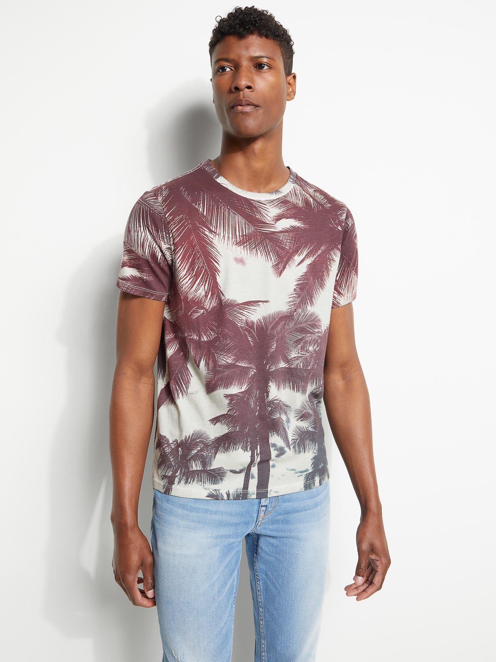 Polera Guess Ss Bsc Solar Palms Crew-0