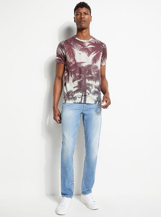 Polera Guess Ss Bsc Solar Palms Crew-1