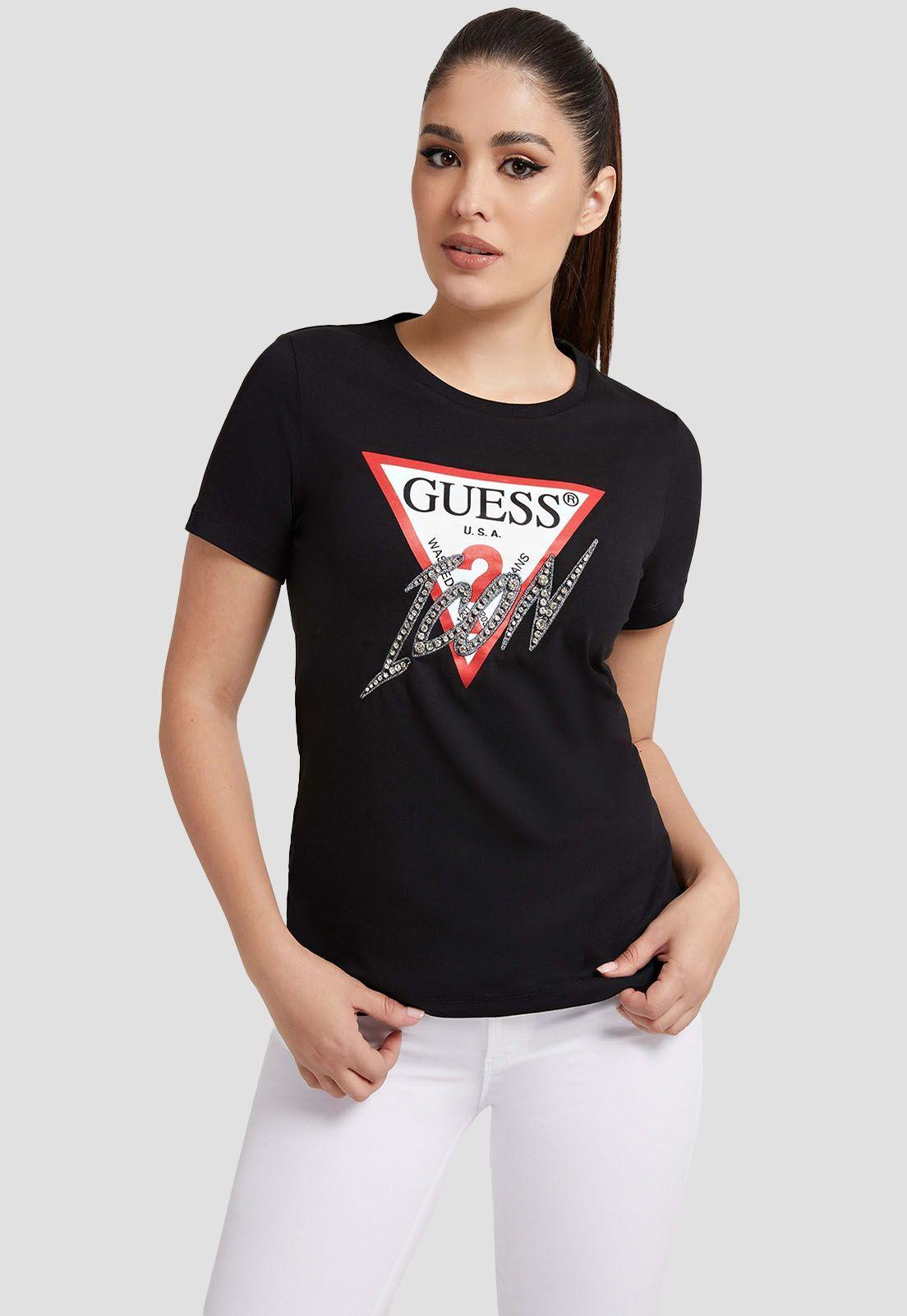 Polera Guess Ss Cn Icon Tee Curve Jblk-0