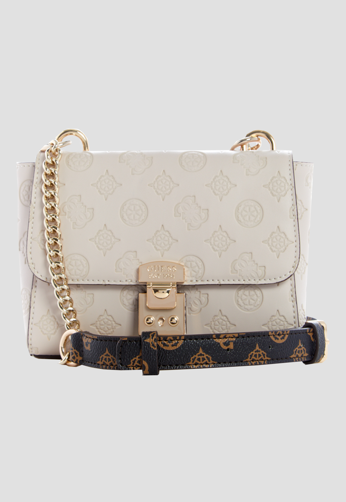 Mini Cartera Carlson Crossbody Flap Crema Guess-0