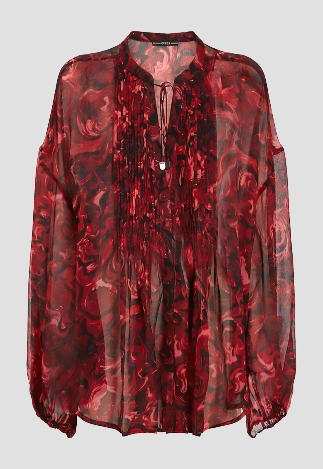 Camisa Guess Ls Diamante Top F50D Rojo-4