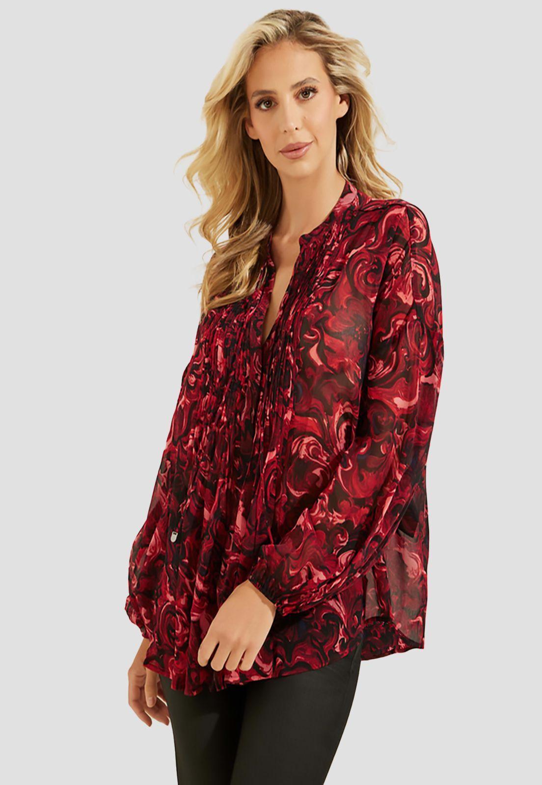 Camisa Guess Ls Diamante Top F50D Rojo-0