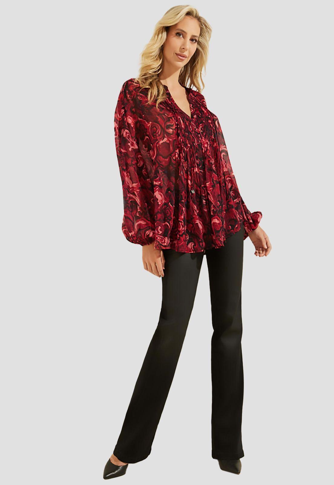 Camisa Guess Ls Diamante Top F50D Rojo-1