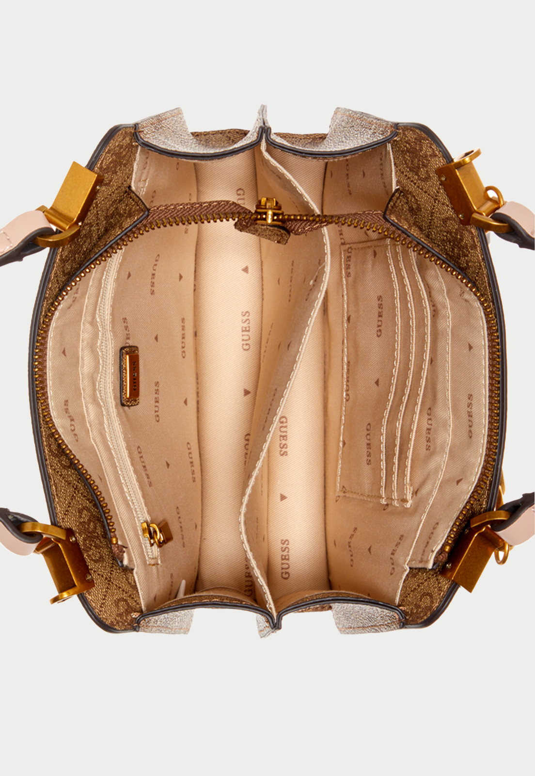 Mini Cartera Kristle Mini Satchel Lao Café Guess-3