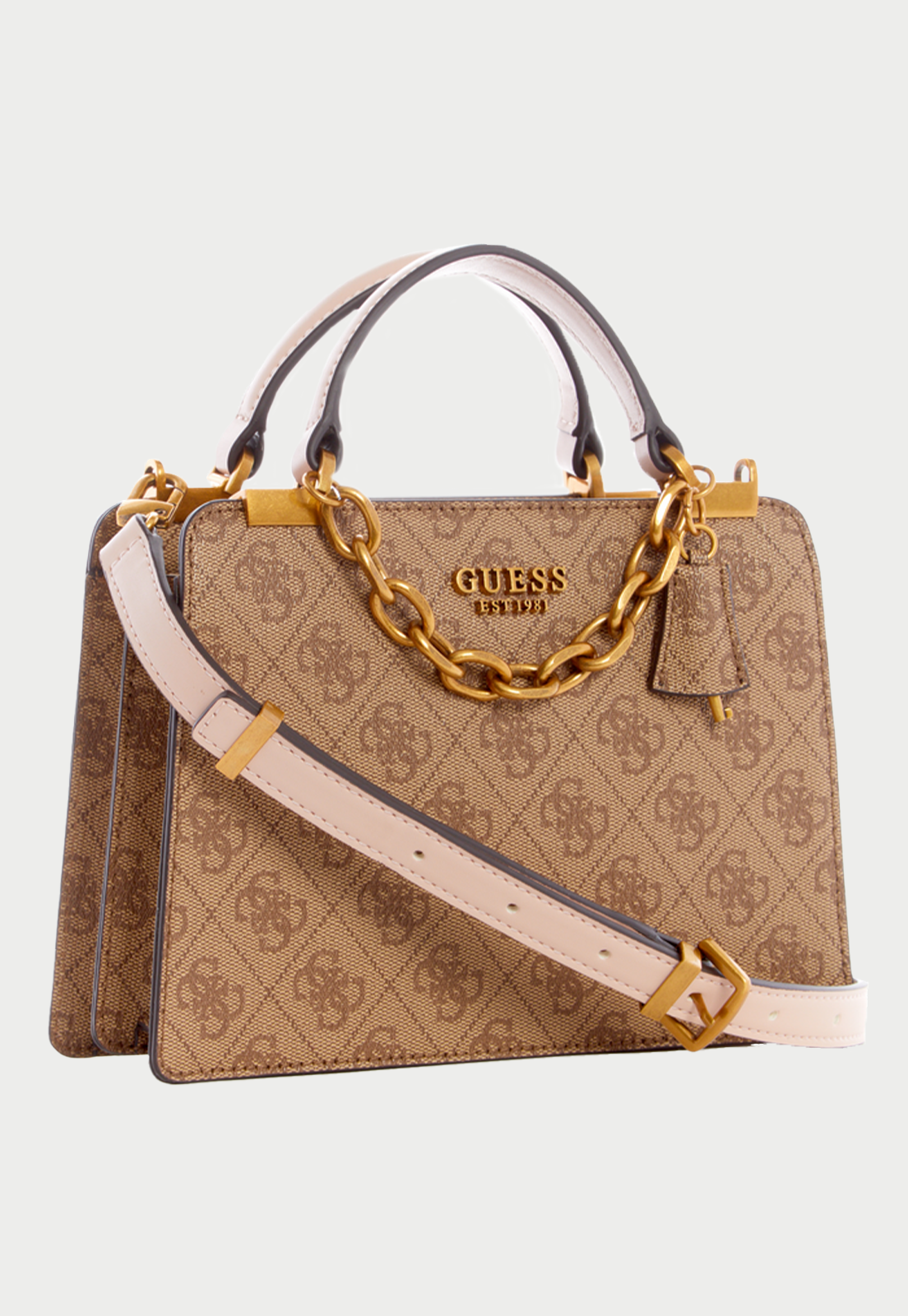 Mini Cartera Kristle Mini Satchel Lao Café Guess-1