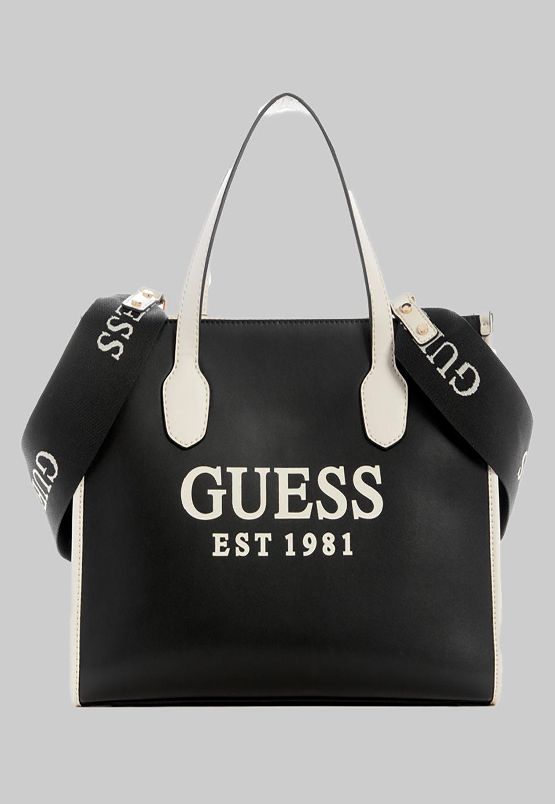 Cartera Guess Silvana 2 Compartment Tote Bla Negro-0