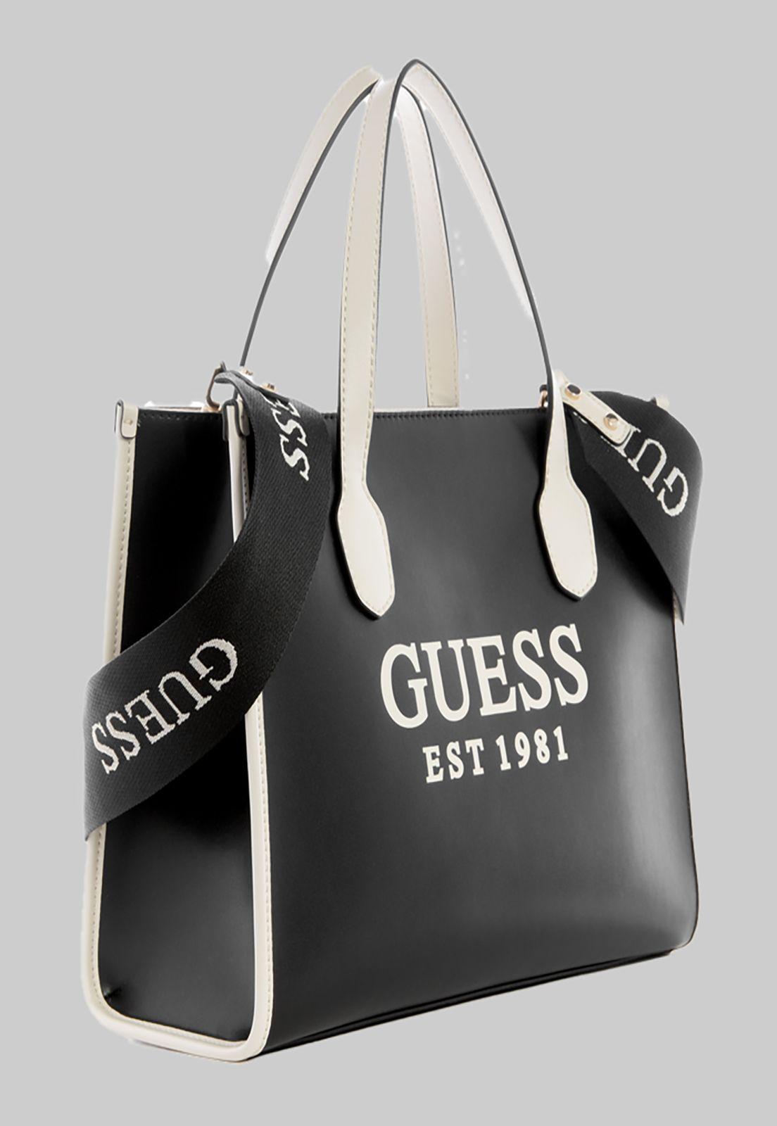 Cartera Guess Silvana 2 Compartment Tote Bla Negro-1