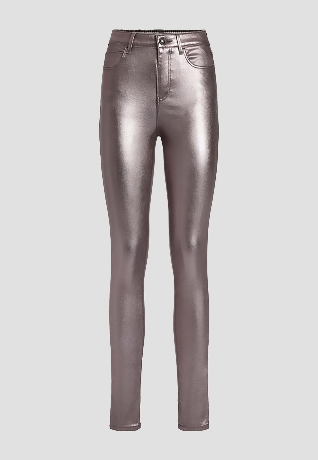 Pantalon Guess 1981 Skinny P9Jc Plateado-3