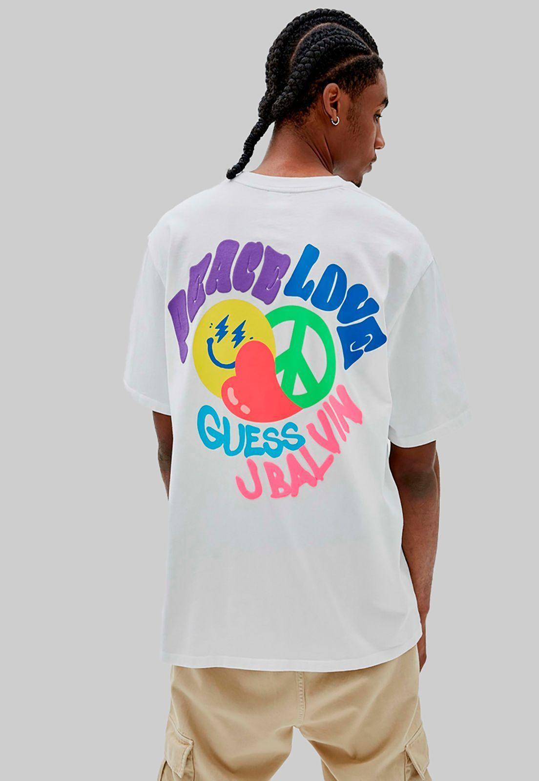 Polera Guess Go J Balvin Peace Love Shirt G011 Blanco-3