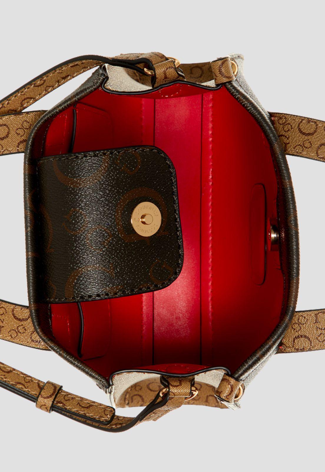 Mini Cartera Park Mini Tote Crossbody Café Guess-3