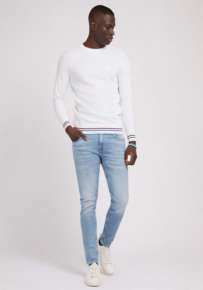 Tejido Guess Ogden Cn Piquet Stitch G011 Blanco-3