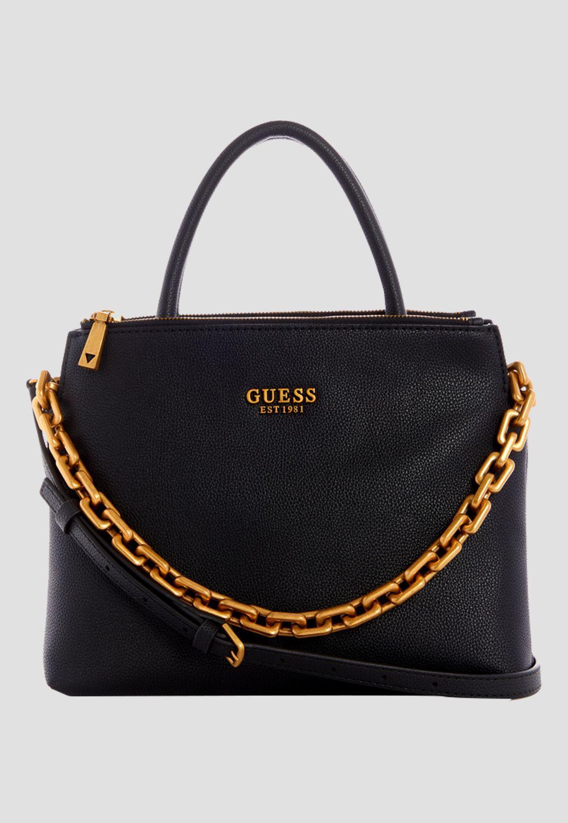Cartera Turin Tri Cmprtmnt Satchel Bla Negro Guess-0