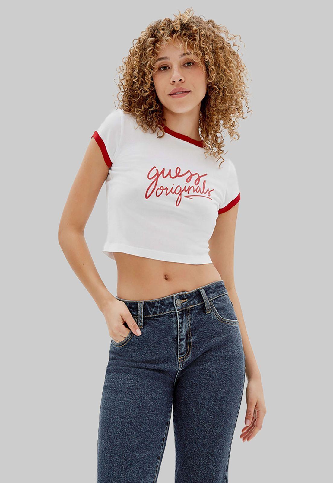 Polera Go Ss Cropped Ringer Tee G011 Blanco Guess-0