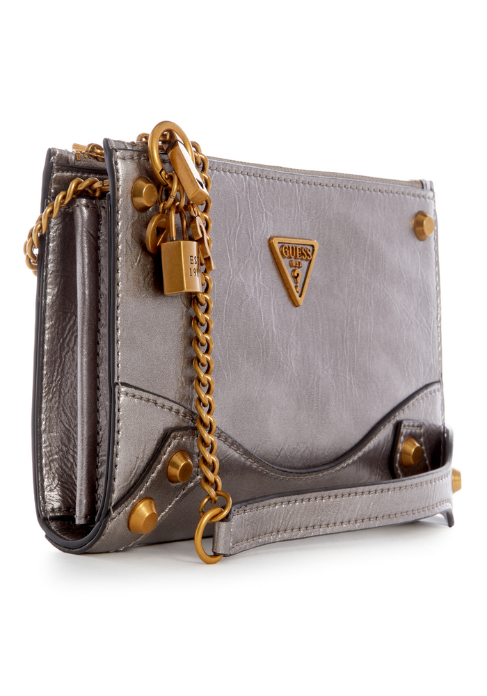 Cartera Amantea Top Zip Crossbody Plateado Guess-1