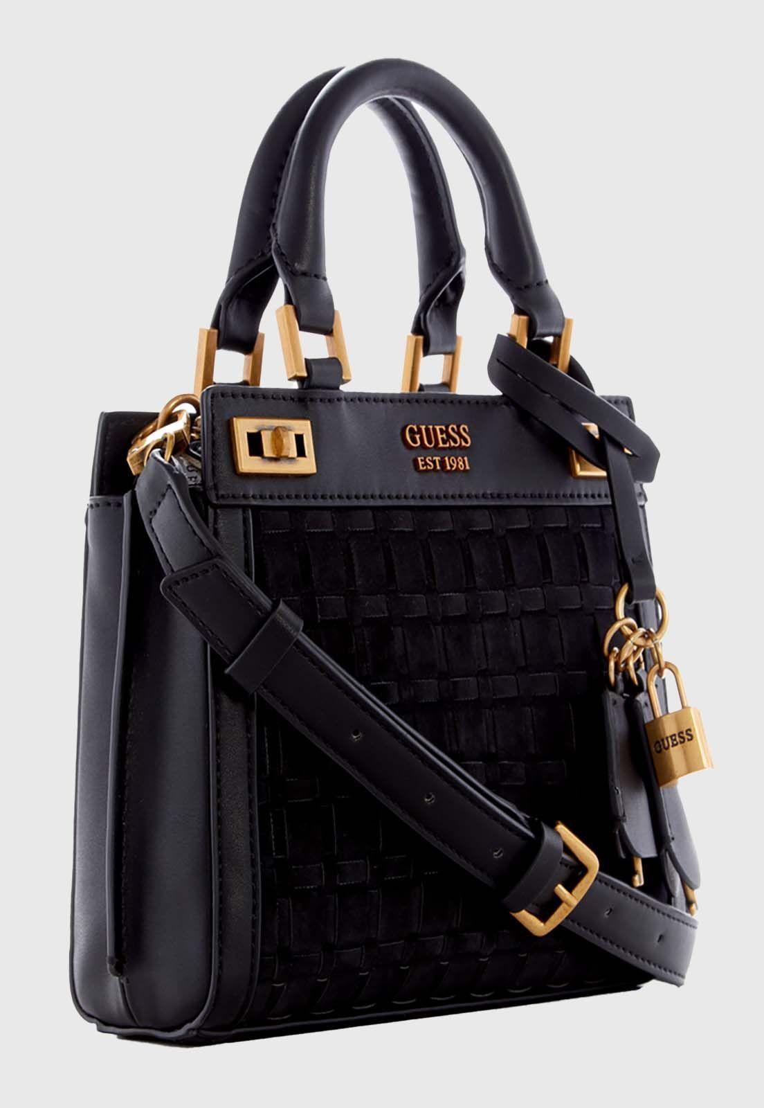 Mini Cartera Katey Mini Satchel Bla Negro Guess-1