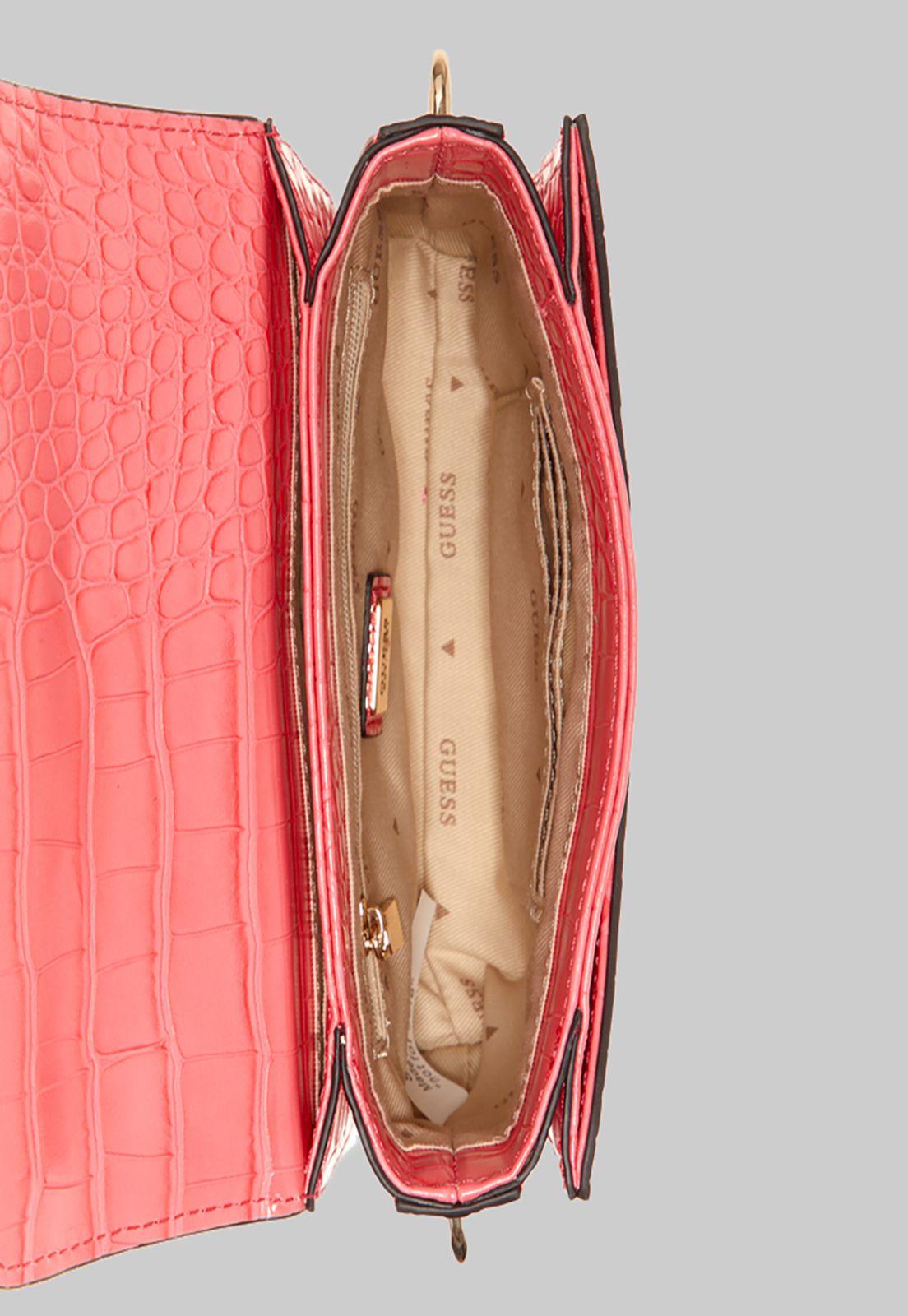 Mini Cartera Guess Retour Mini Top Handle Flap Cor Rosado-3