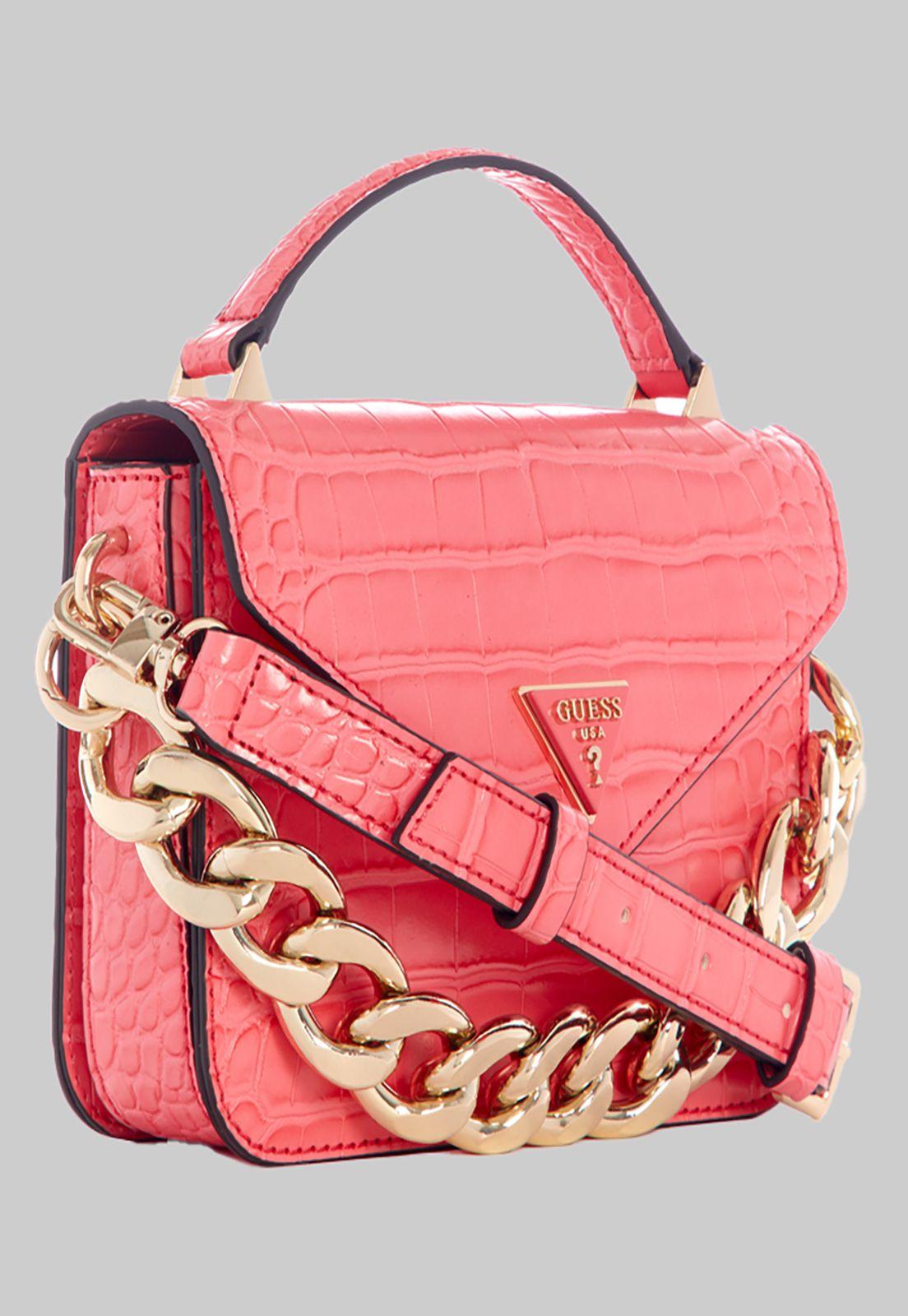 Mini Cartera Guess Retour Mini Top Handle Flap Cor Rosado-1