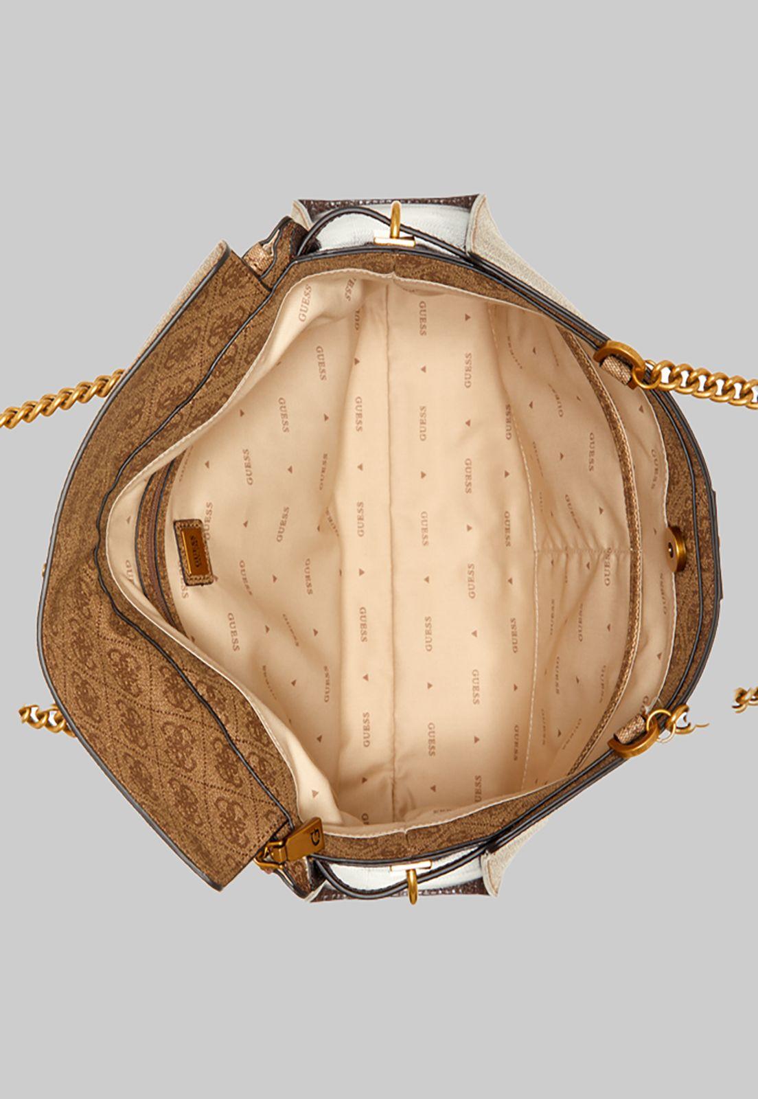 Cartera Guess Ginevra Logo Society Tote Ltl Café-3