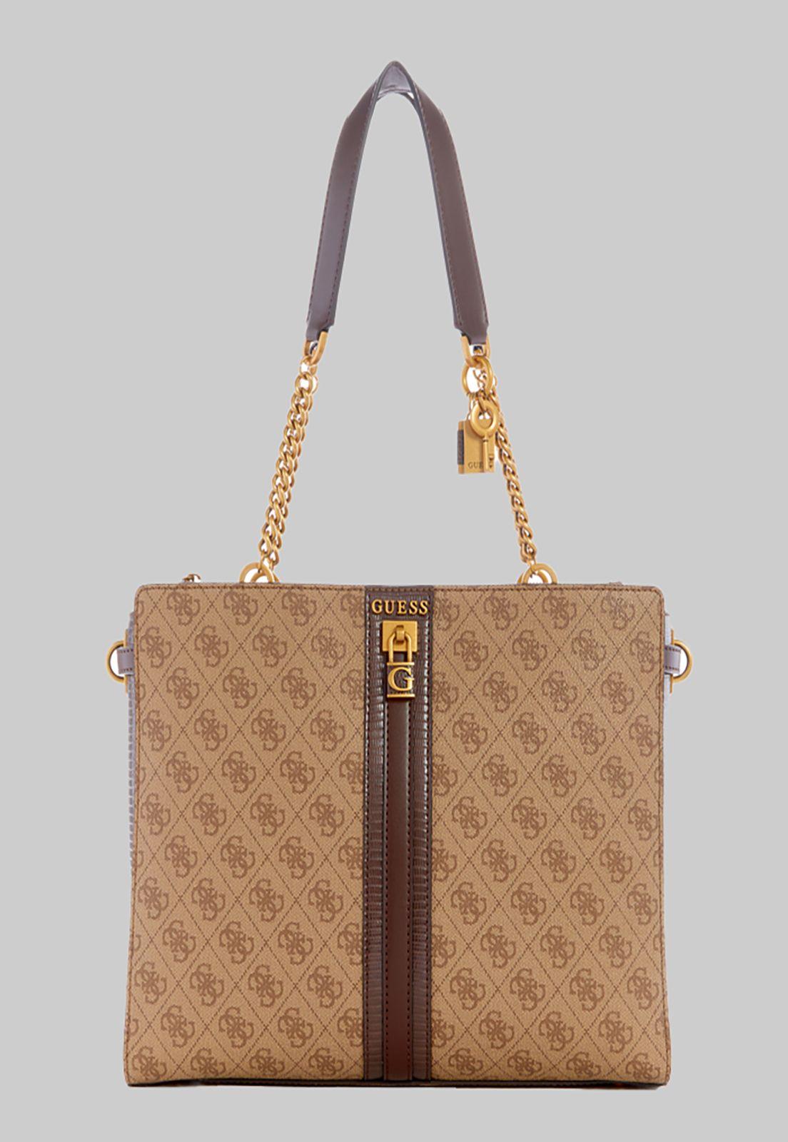 Cartera Guess Ginevra Logo Society Tote Ltl Café-0