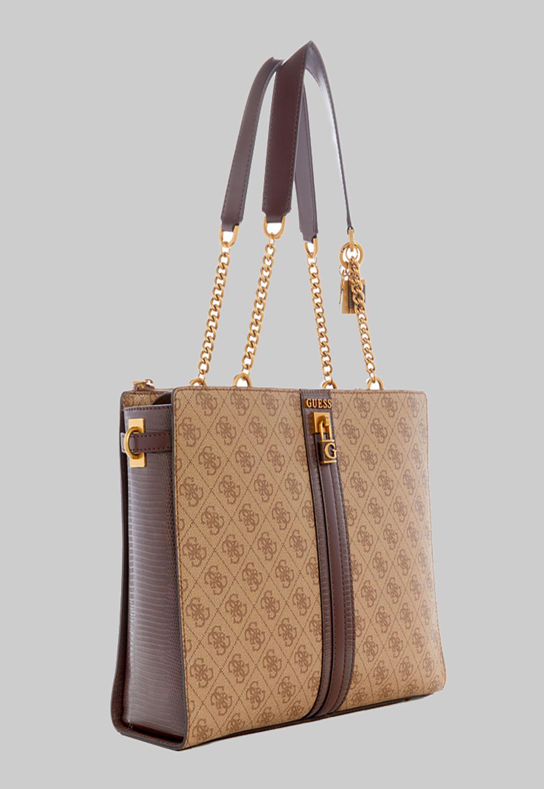 Cartera Guess Ginevra Logo Society Tote Ltl Café-1