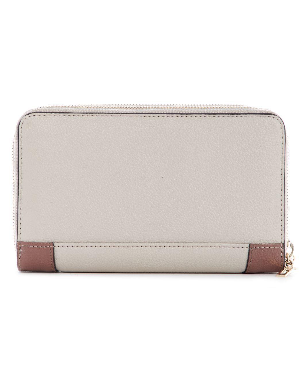 Billetera Guess Naya Slg Double Zip Wristlet Sml Crema Tu-1