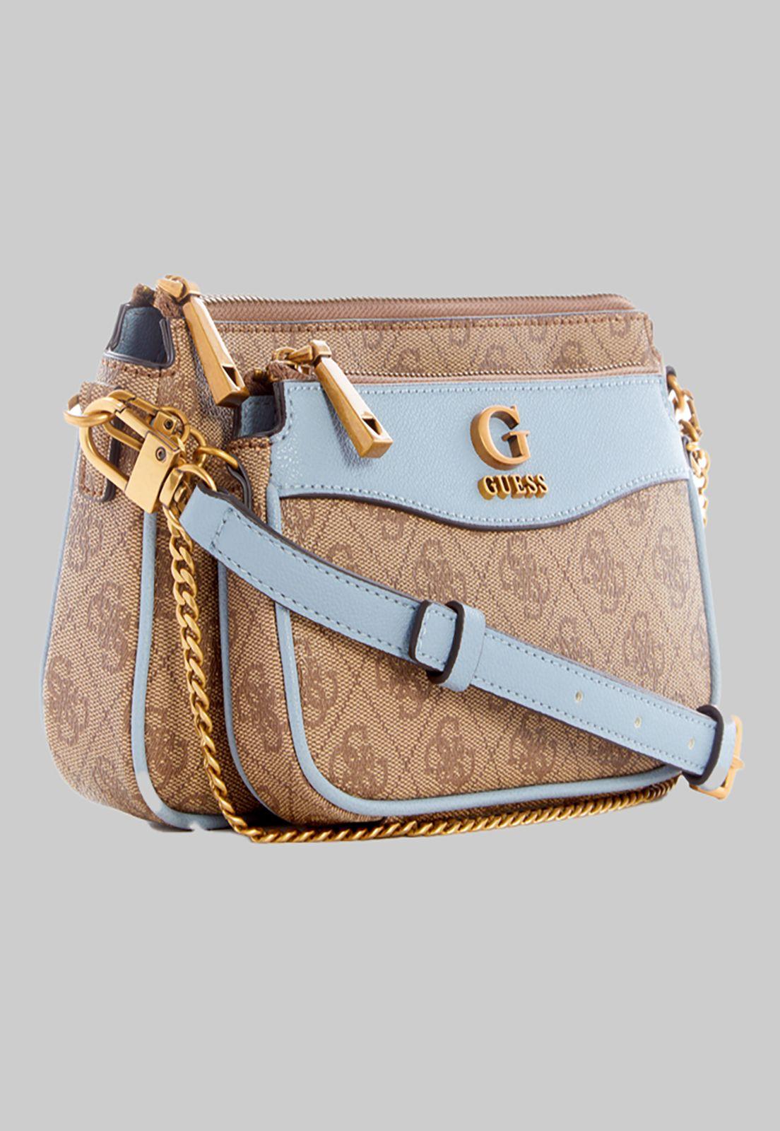 Mini Cartera Guess Nell Logo Dbl Pouch Crossbody Llt Lila-1