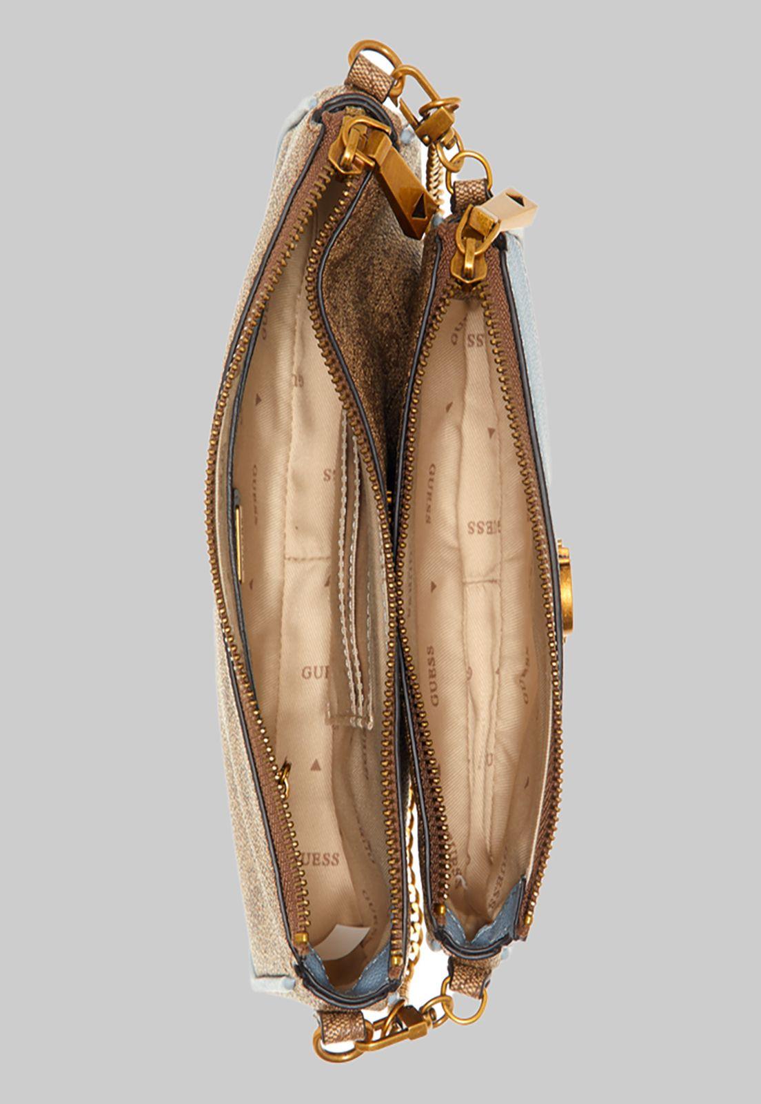 Mini Cartera Guess Nell Logo Dbl Pouch Crossbody Llt Lila-3