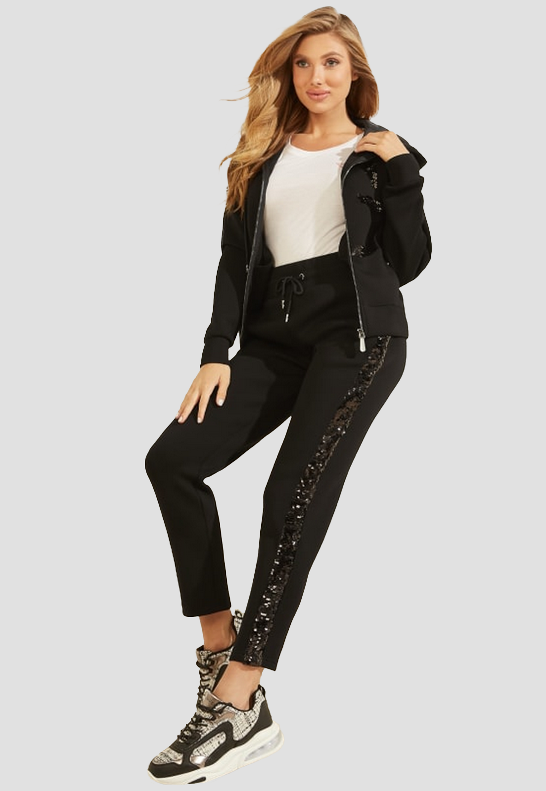 Poleron Guess Activewear Tops Jblk Negro-1