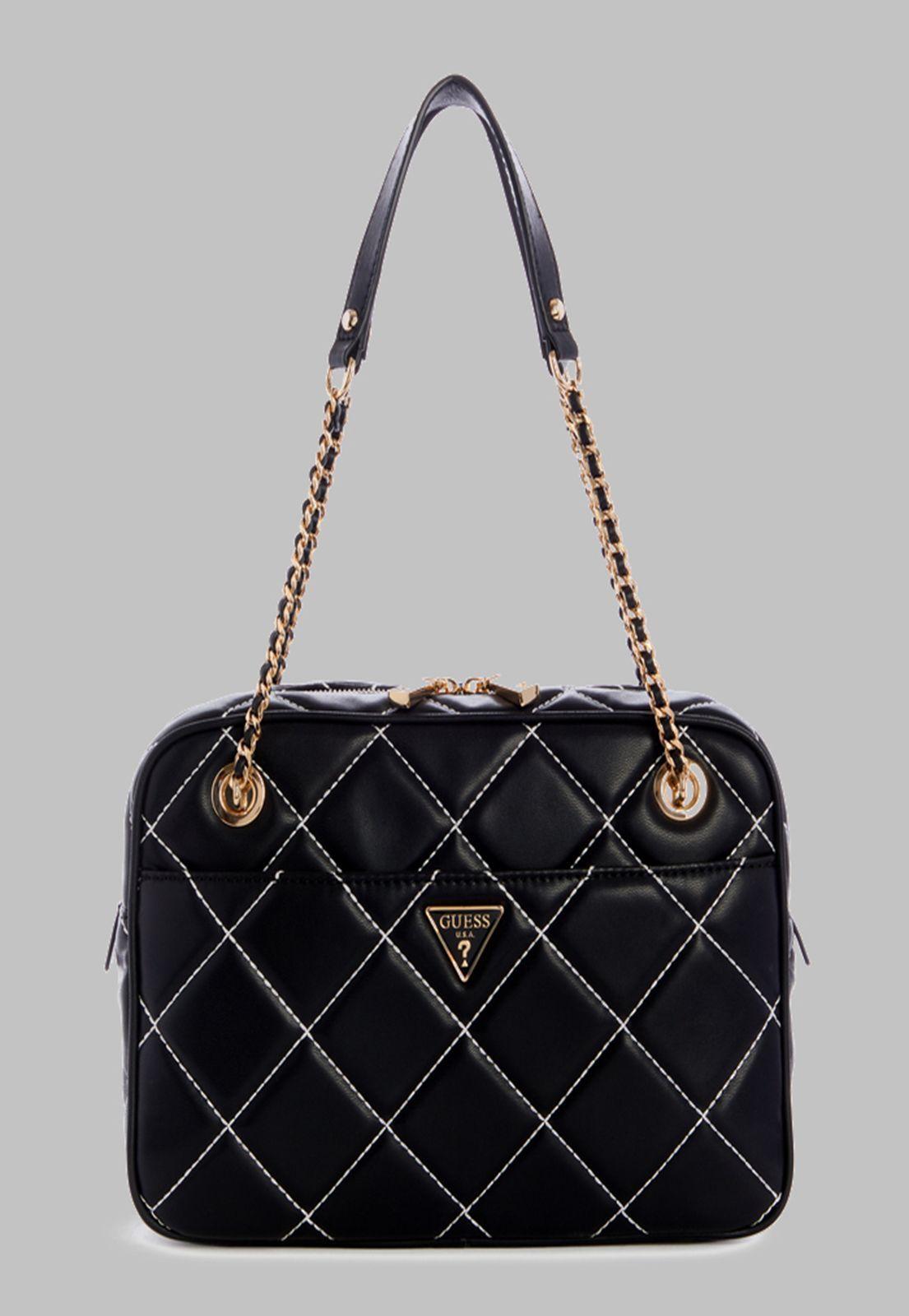 Cartera Guess Cessily Top Zip Shoulder Bag Bml Negro-0