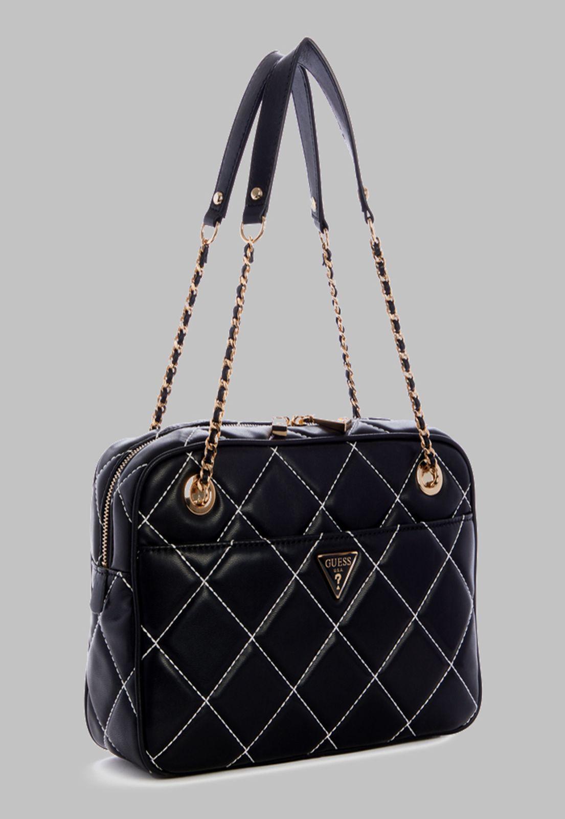 Cartera Guess Cessily Top Zip Shoulder Bag Bml Negro-1