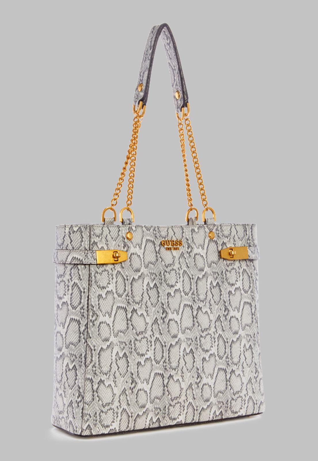 Cartera Guess Zadie Logo Girlfriend Tote Pyt Gris-1
