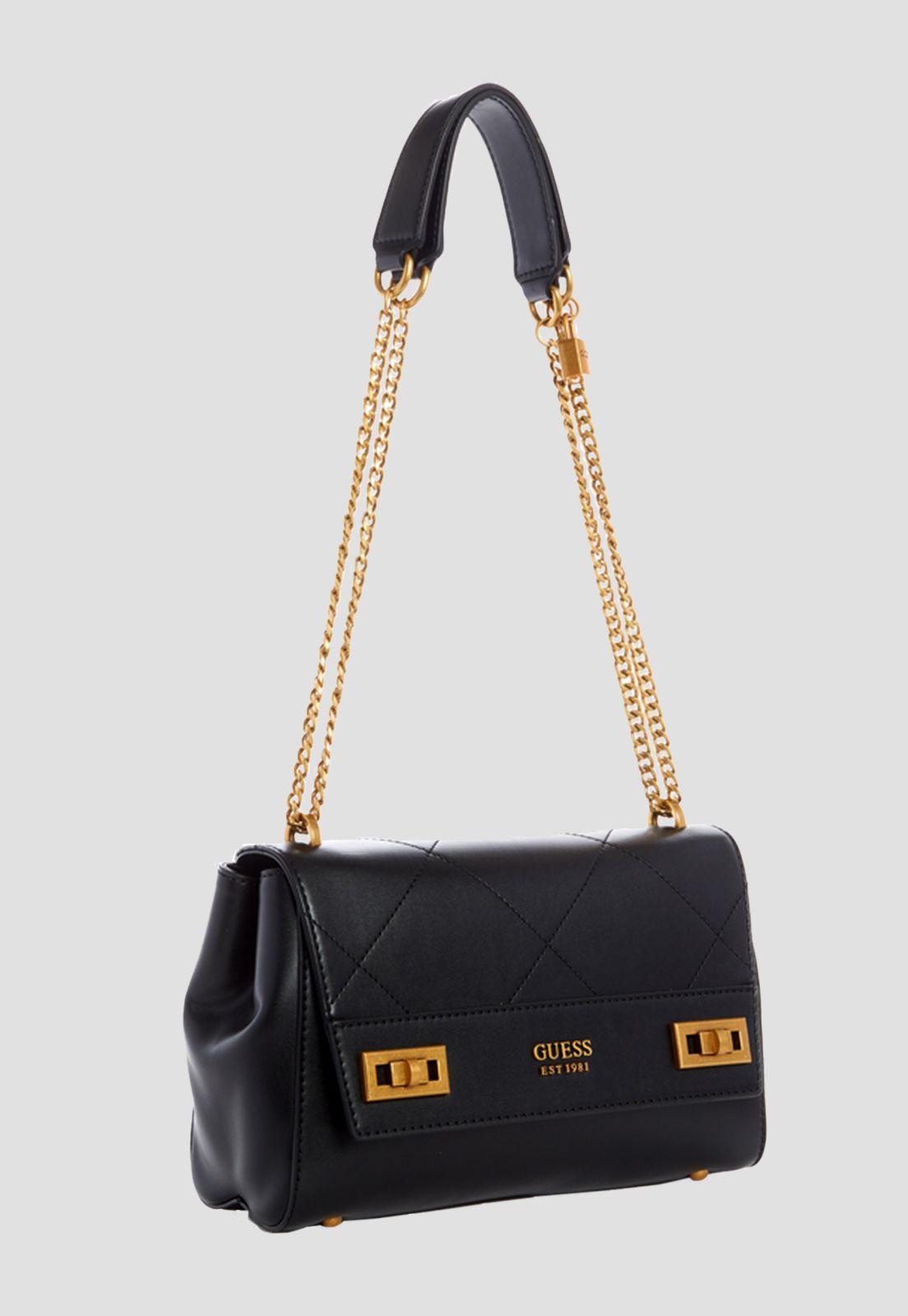 Cartera Katey Flap Shoulder Bag Bla Negro Guess-1