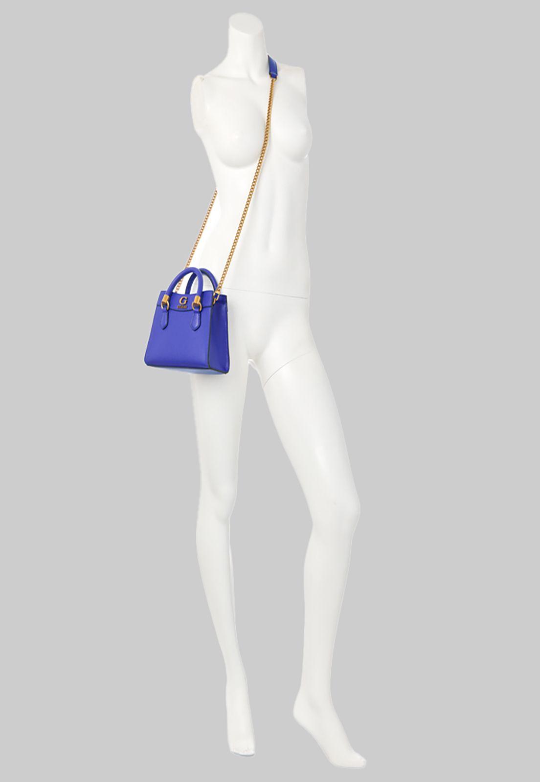 Mini Cartera Guess Nell Mini Satchel Vio Azul-4