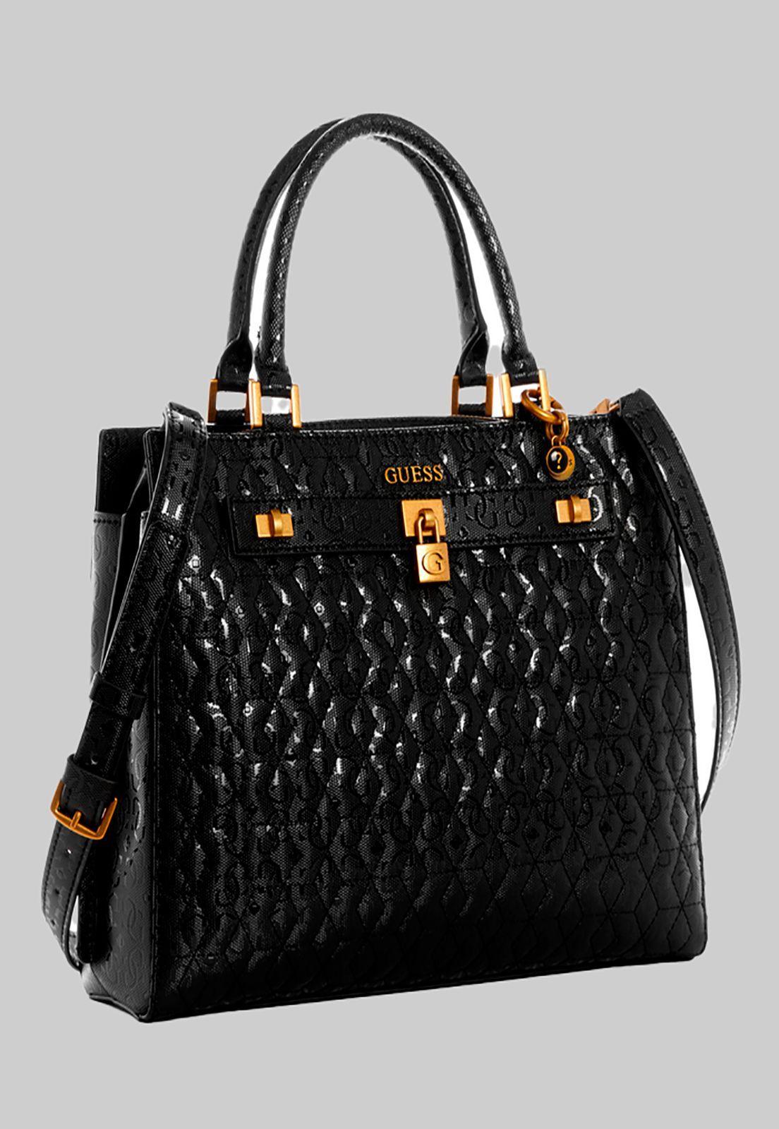 Cartera Isidora Girlfriend Satchel Bla Negro Guess-1