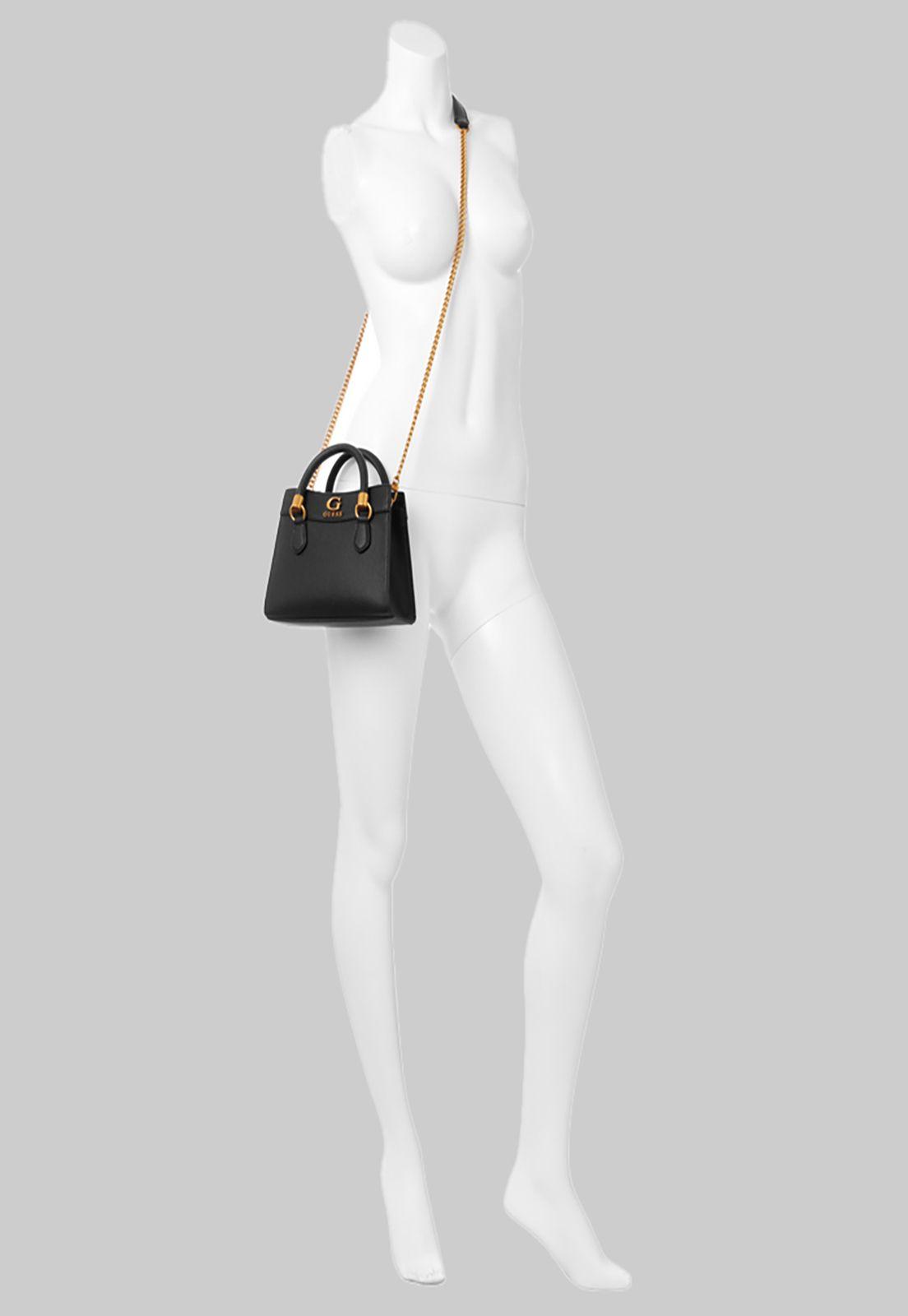 Mini Cartera Guess Nell Mini Satchel Bla Negro-2