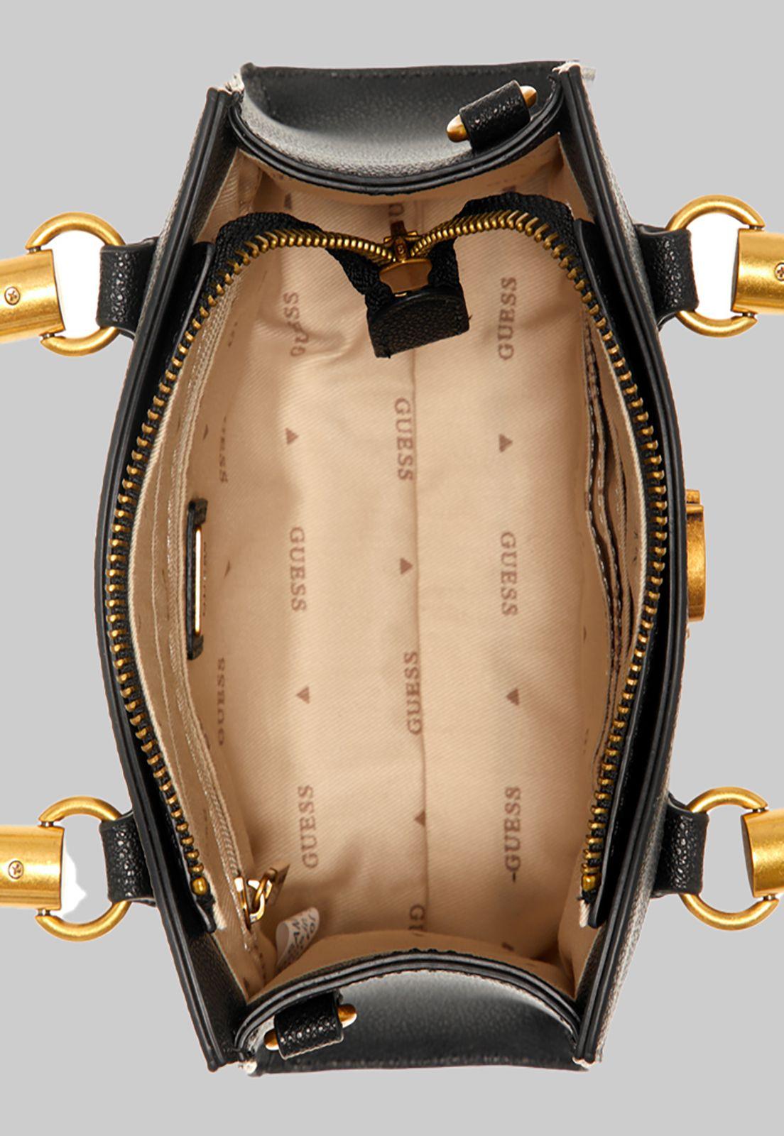 Mini Cartera Guess Nell Mini Satchel Bla Negro-1