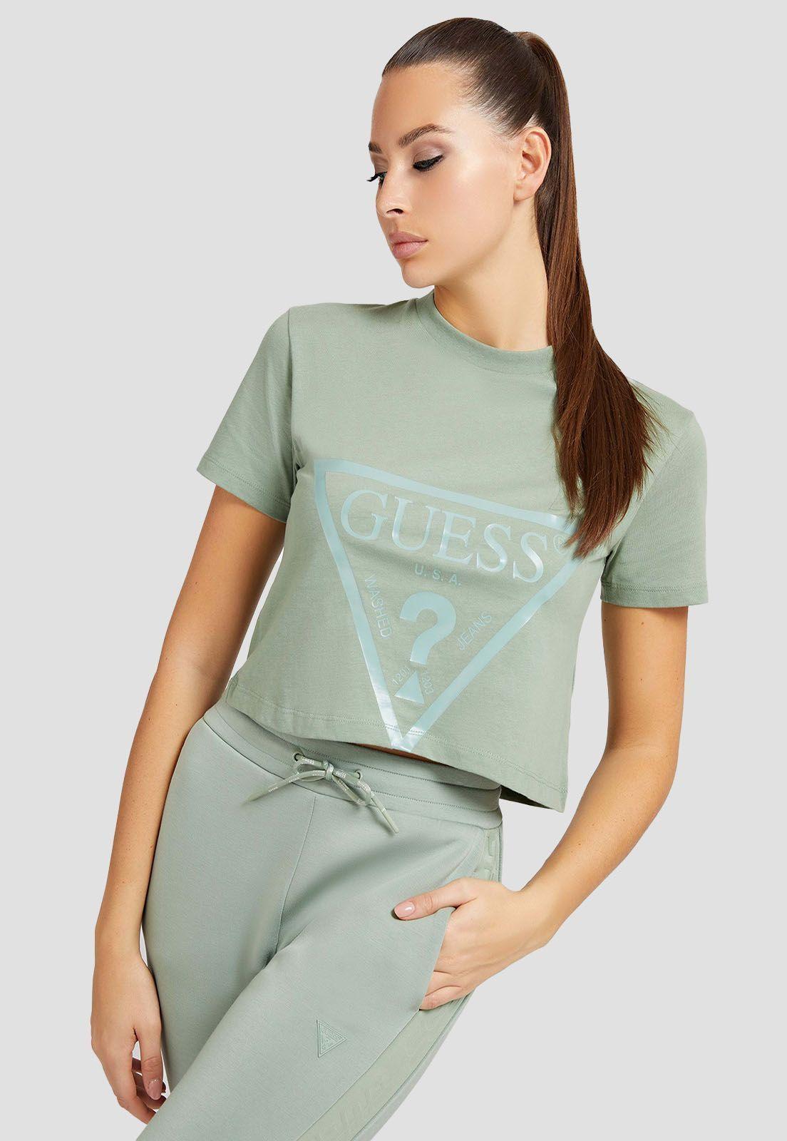 Polera Guess Adele Crop T-Shirt G8Fd Verde-0