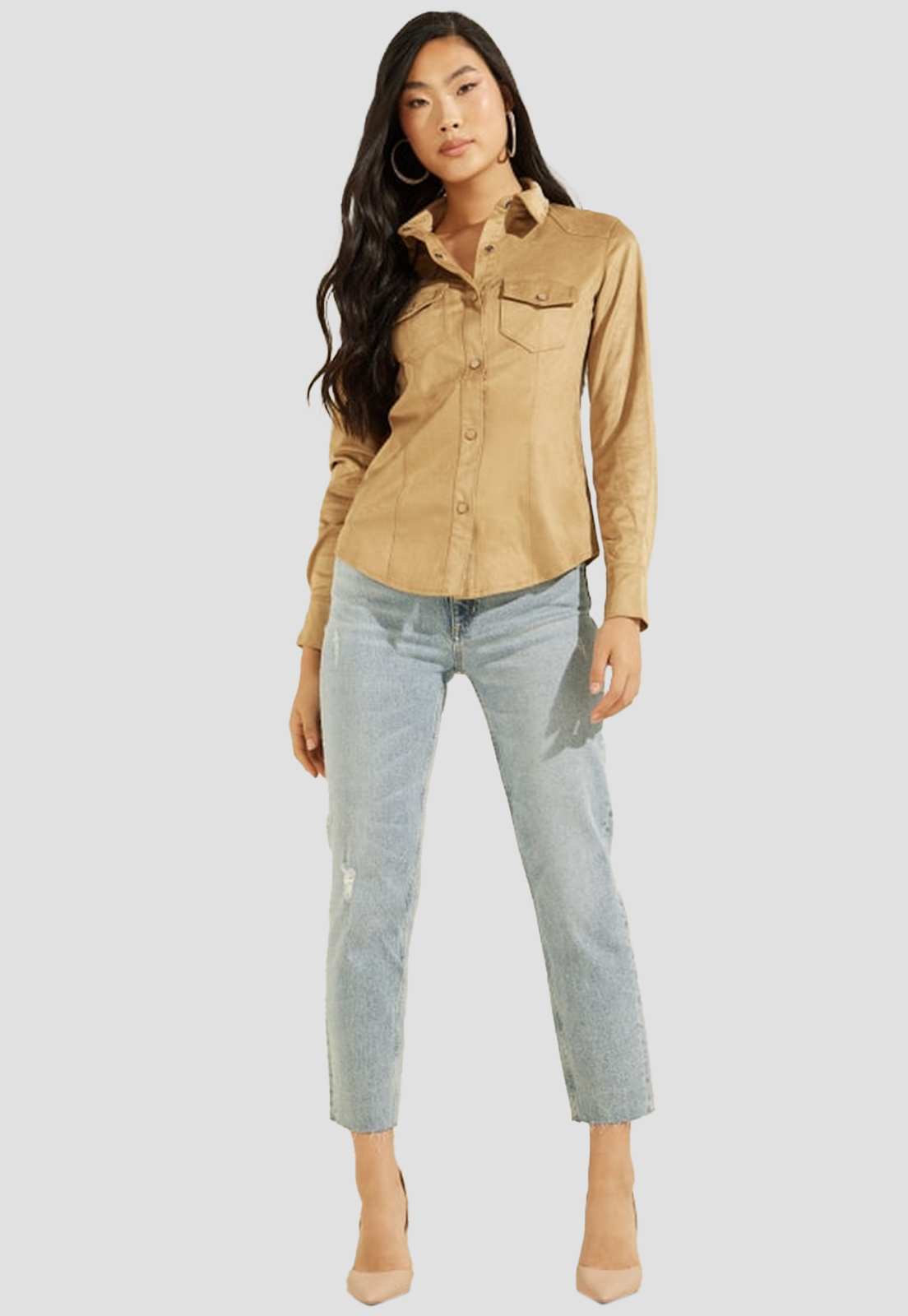 Camisa Guess Ls Woven Shirts G1V2 Dorado-1