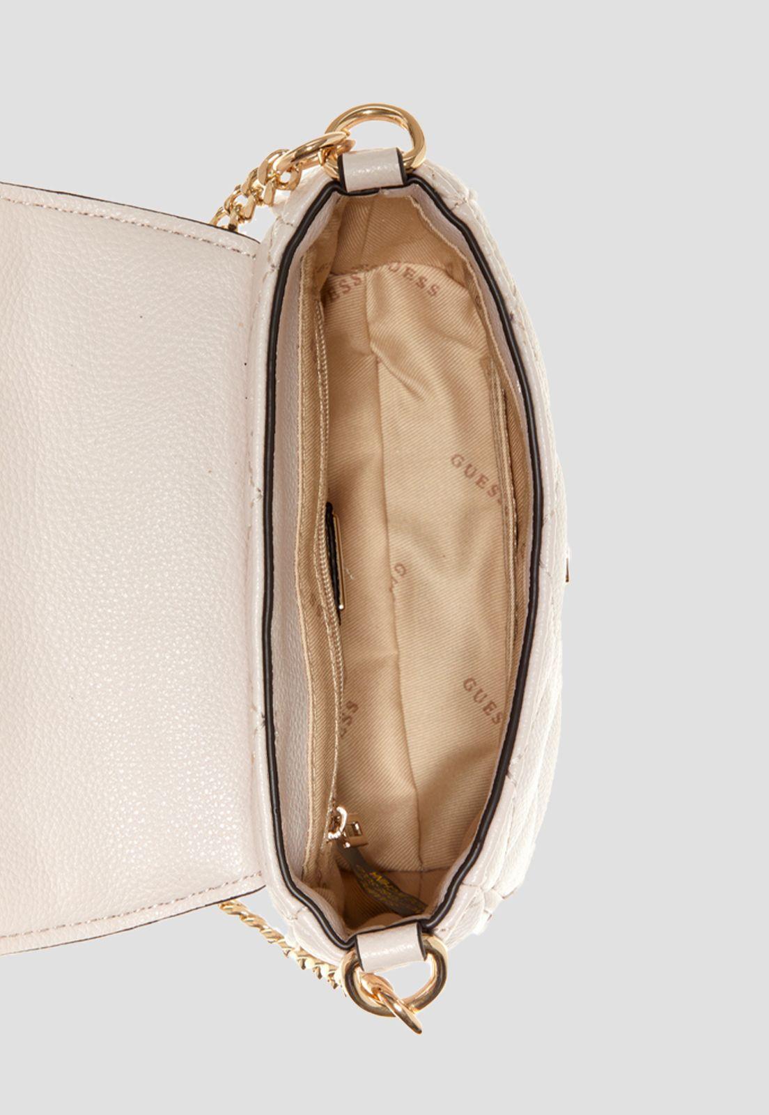 Mini Cartera Gillian Crossbody Flap Crema Guess-3