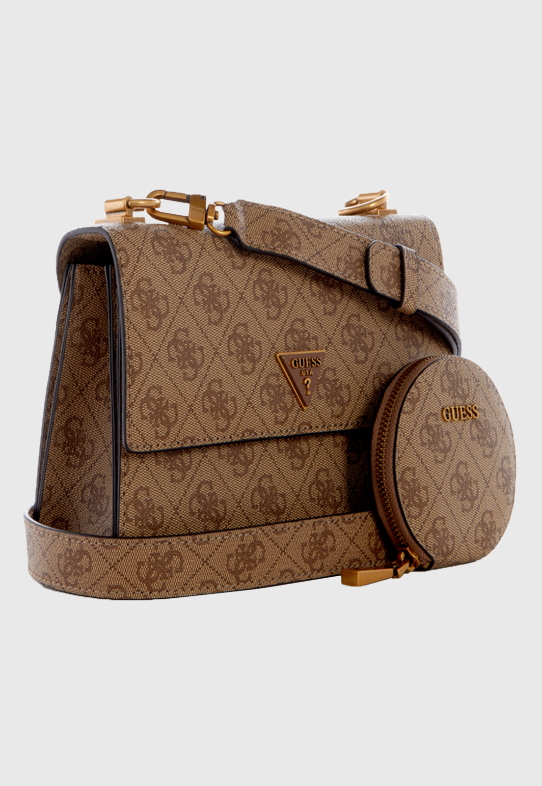 Cartera Alexie Crossbody Flap Ltl Café Guess-3